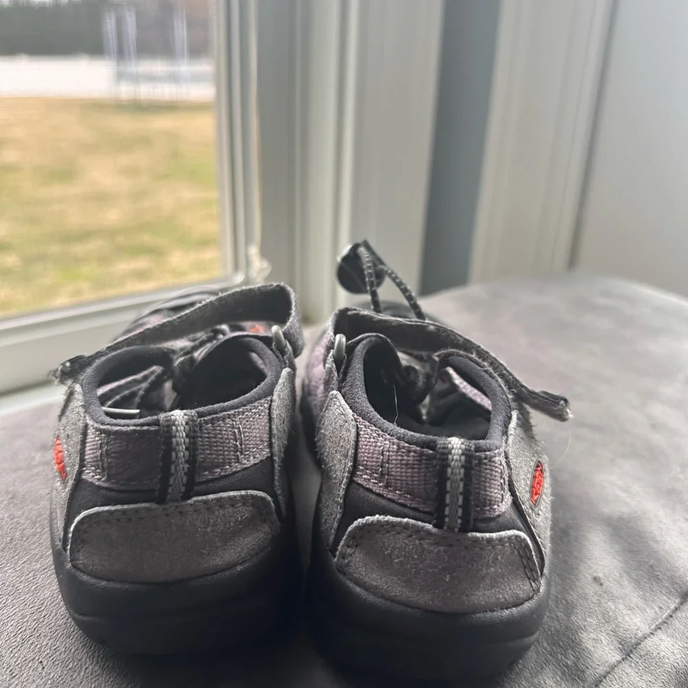 Keen Kids Gray and Black Water Shoe with Orange Accents
